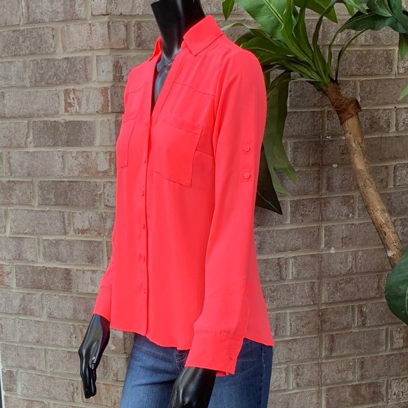 Express Portofino Button Down Chiffon Blouse - Picture 5 of 14